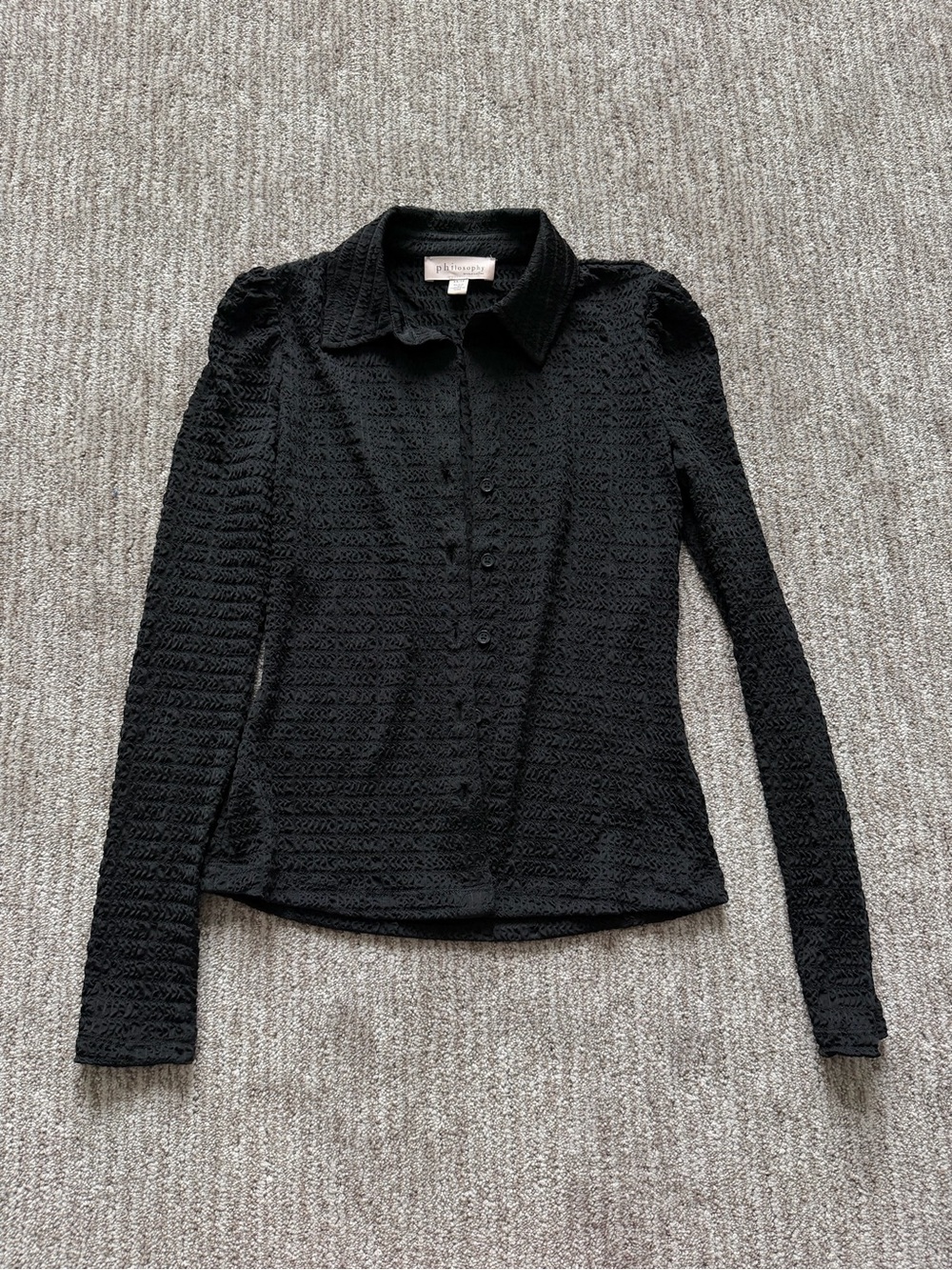 Philosophy Black Textured Button-Down Shirt